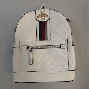 WY- White Backpack with Gold Accents